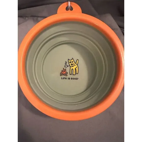 Life is Good Collapsible Travel Pet Bowl 34 oz Multicolored - Picture 3 of 4